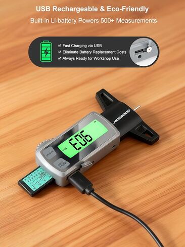 GODESON Tire Tread Depth Gauge,Rechargeable Digital Tire Depth Gauge - USB-C,3-Unit Switch (mm/Decimal/Fraction Inch), Backlit LCD Display, Auto Power Off, 0-32NDS for Car/SUV/Truck Wear Measurement in Saudi Arabia