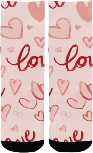 Red Love Art Retro Hiking Socks - Toddler Boys & Girls Warm Thick Thermal Winter Crew Socks for School, Daily Wear & Outdoor Activities in Saudi Arabia