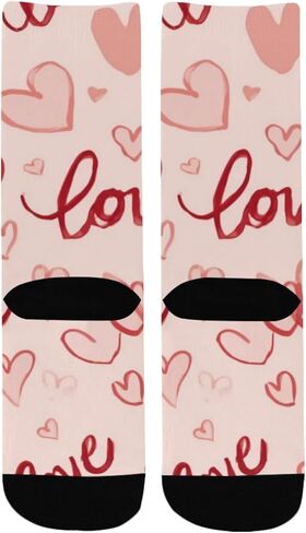 Red Love Art Retro Hiking Socks - Toddler Boys & Girls Warm Thick Thermal Winter Crew Socks for School, Daily Wear & Outdoor Activities in Saudi Arabia