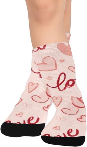 Red Love Art Retro Hiking Socks - Toddler Boys & Girls Warm Thick Thermal Winter Crew Socks for School, Daily Wear & Outdoor Activities in Saudi Arabia