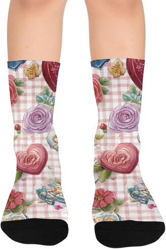 Quilt Valentine Pattern Hiking Socks - Toddler Boys & Girls Warm Thick Thermal Winter Crew Socks for School, Daily Wear & Outdoor Activities in Saudi Arabia