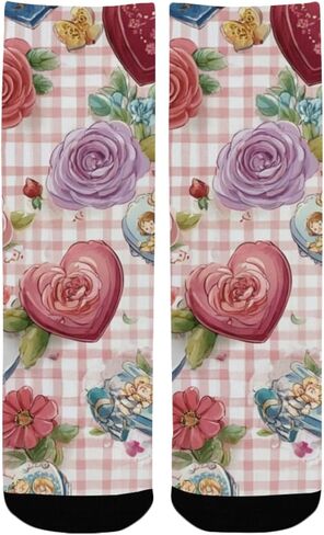 Quilt Valentine Pattern Hiking Socks - Toddler Boys & Girls Warm Thick Thermal Winter Crew Socks for School, Daily Wear & Outdoor Activities in Saudi Arabia