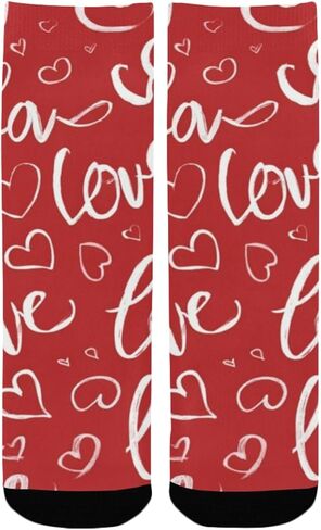 Red Heart Design White Hiking Socks - Toddler Boys & Girls Warm Thick Thermal Winter Crew Socks for School, Daily Wear & Outdoor Activities in Saudi Arabia
