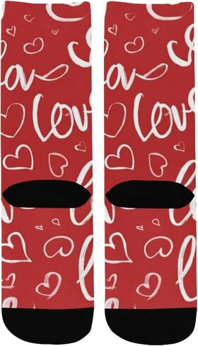 Red Heart Design White Hiking Socks - Toddler Boys & Girls Warm Thick Thermal Winter Crew Socks for School, Daily Wear & Outdoor Activities in Saudi Arabia