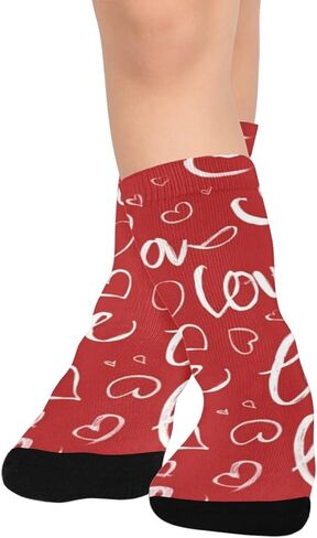 Red Heart Design White Hiking Socks - Toddler Boys & Girls Warm Thick Thermal Winter Crew Socks for School, Daily Wear & Outdoor Activities in Saudi Arabia