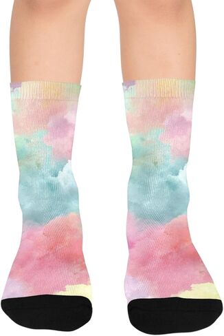 Tie Dye Pastel Rainbow Hiking Socks - Toddler Boys & Girls Warm Thick Thermal Winter Crew Socks for School, Daily Wear & Outdoor Activities in Saudi Arabia