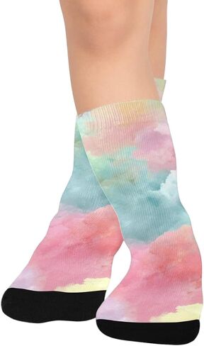 Tie Dye Pastel Rainbow Hiking Socks - Toddler Boys & Girls Warm Thick Thermal Winter Crew Socks for School, Daily Wear & Outdoor Activities in Saudi Arabia