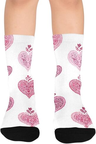 Soft Pink Heart Sketc Hiking Socks - Toddler Boys & Girls Warm Thick Thermal Winter Crew Socks for School, Daily Wear & Outdoor Activities in Saudi Arabia