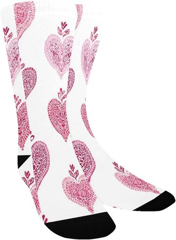 Soft Pink Heart Sketc Hiking Socks - Toddler Boys & Girls Warm Thick Thermal Winter Crew Socks for School, Daily Wear & Outdoor Activities in Saudi Arabia