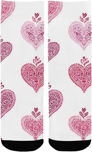Soft Pink Heart Sketc Hiking Socks - Toddler Boys & Girls Warm Thick Thermal Winter Crew Socks for School, Daily Wear & Outdoor Activities in Saudi Arabia
