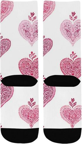Soft Pink Heart Sketc Hiking Socks - Toddler Boys & Girls Warm Thick Thermal Winter Crew Socks for School, Daily Wear & Outdoor Activities in Saudi Arabia