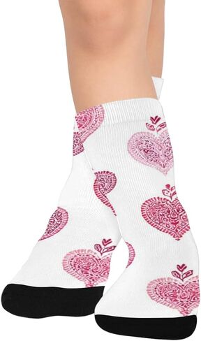 Soft Pink Heart Sketc Hiking Socks - Toddler Boys & Girls Warm Thick Thermal Winter Crew Socks for School, Daily Wear & Outdoor Activities in Saudi Arabia