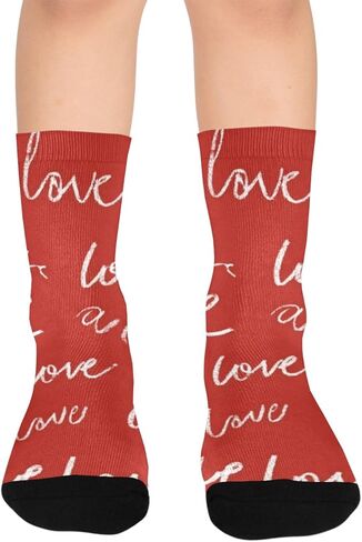 Red Heart Love Art Hiking Socks - Toddler Boys & Girls Warm Thick Thermal Winter Crew Socks for School, Daily Wear & Outdoor Activities in Saudi Arabia