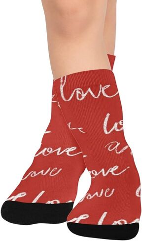 Red Heart Love Art Hiking Socks - Toddler Boys & Girls Warm Thick Thermal Winter Crew Socks for School, Daily Wear & Outdoor Activities in Saudi Arabia