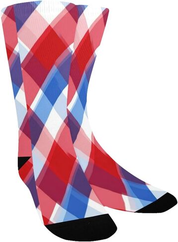 Red Blue Plaid Art Hiking Socks - Toddler Boys & Girls Warm Thick Thermal Winter Crew Socks for School, Daily Wear & Outdoor Activities in Saudi Arabia