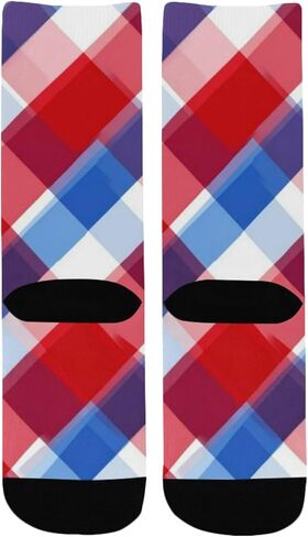 Red Blue Plaid Art Hiking Socks - Toddler Boys & Girls Warm Thick Thermal Winter Crew Socks for School, Daily Wear & Outdoor Activities in Saudi Arabia