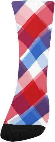 Red Blue Plaid Art Hiking Socks - Toddler Boys & Girls Warm Thick Thermal Winter Crew Socks for School, Daily Wear & Outdoor Activities in Saudi Arabia