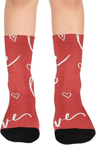 Script Love Pattern Hiking Socks - Toddler Boys & Girls Warm Thick Thermal Winter Crew Socks for School, Daily Wear & Outdoor Activities in Saudi Arabia