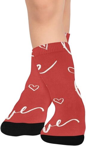 Script Love Pattern Hiking Socks - Toddler Boys & Girls Warm Thick Thermal Winter Crew Socks for School, Daily Wear & Outdoor Activities in Saudi Arabia