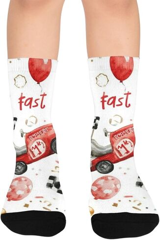 Red Race Car Pattern Hiking Socks - Toddler Boys & Girls Warm Thick Thermal Winter Crew Socks for School, Daily Wear & Outdoor Activities in Saudi Arabia