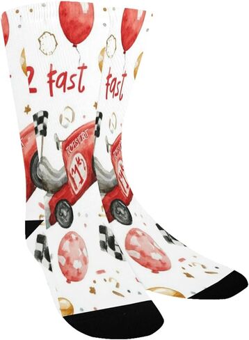 Red Race Car Pattern Hiking Socks - Toddler Boys & Girls Warm Thick Thermal Winter Crew Socks for School, Daily Wear & Outdoor Activities in Saudi Arabia