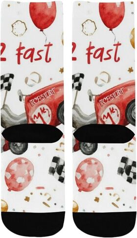 Red Race Car Pattern Hiking Socks - Toddler Boys & Girls Warm Thick Thermal Winter Crew Socks for School, Daily Wear & Outdoor Activities in Saudi Arabia