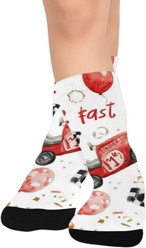 Red Race Car Pattern Hiking Socks - Toddler Boys & Girls Warm Thick Thermal Winter Crew Socks for School, Daily Wear & Outdoor Activities in Saudi Arabia