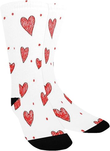 جوارب بيضاء النقاط على شكل قلب أحمر للمشي لمسافات طويلة - جوارب شتوية حرارية سميكة دافئة للأولاد والبنات للمدرسة، والارتداء اليومي والأنشطة الخارجية in Kuwait