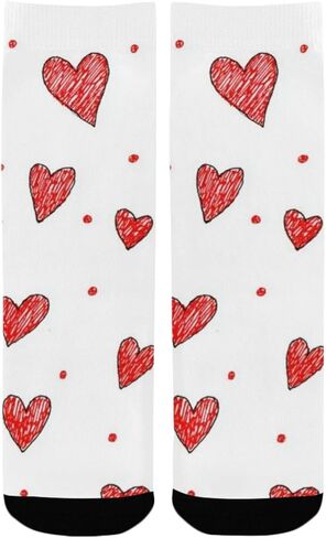 جوارب بيضاء النقاط على شكل قلب أحمر للمشي لمسافات طويلة - جوارب شتوية حرارية سميكة دافئة للأولاد والبنات للمدرسة، والارتداء اليومي والأنشطة الخارجية in Kuwait