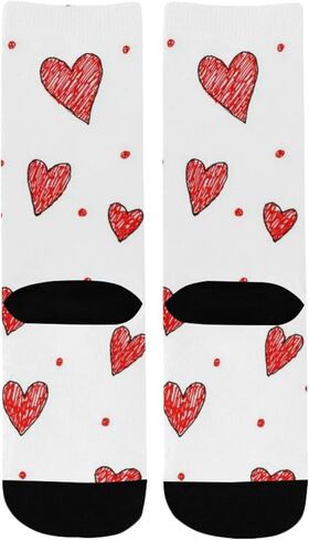 جوارب بيضاء النقاط على شكل قلب أحمر للمشي لمسافات طويلة - جوارب شتوية حرارية سميكة دافئة للأولاد والبنات للمدرسة، والارتداء اليومي والأنشطة الخارجية in Kuwait