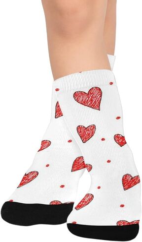 جوارب بيضاء النقاط على شكل قلب أحمر للمشي لمسافات طويلة - جوارب شتوية حرارية سميكة دافئة للأولاد والبنات للمدرسة، والارتداء اليومي والأنشطة الخارجية in Kuwait