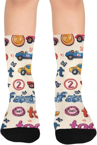 Fast Car Pattern Hiking Socks - Toddler Boys & Girls Warm Thick Thermal Winter Crew Socks for School, Daily Wear & Outdoor Activities in Saudi Arabia