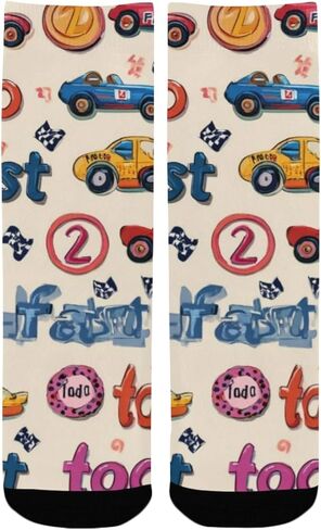 Fast Car Pattern Hiking Socks - Toddler Boys & Girls Warm Thick Thermal Winter Crew Socks for School, Daily Wear & Outdoor Activities in Saudi Arabia