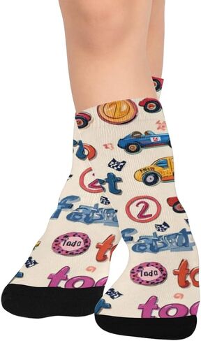 Fast Car Pattern Hiking Socks - Toddler Boys & Girls Warm Thick Thermal Winter Crew Socks for School, Daily Wear & Outdoor Activities in Saudi Arabia