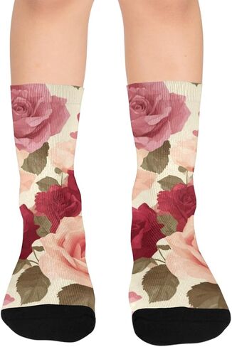 Red Gold Leave Spring Hiking Socks - Toddler Boys & Girls Warm Thick Thermal Winter Crew Socks for School, Daily Wear & Outdoor Activities in Saudi Arabia