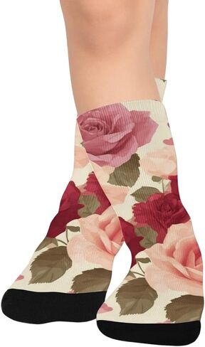 Red Gold Leave Spring Hiking Socks - Toddler Boys & Girls Warm Thick Thermal Winter Crew Socks for School, Daily Wear & Outdoor Activities in Saudi Arabia