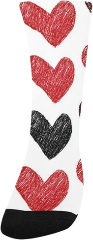 جوارب للمشي لمسافات طويلة بنمط قلب أسود أحمر - جوارب شتوية حرارية سميكة دافئة للأطفال الصغار للأولاد والبنات للمدرسة، والارتداء اليومي والأنشطة الخارجية in Kuwait