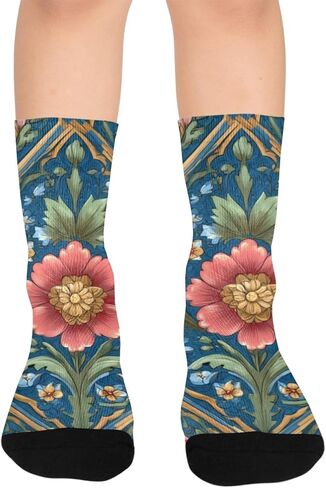 Floral Ornate Pattern Flower Hiking Socks - Toddler Boys & Girls Warm Thick Thermal Winter Crew Socks for School, Daily Wear & Outdoor Activities in Saudi Arabia