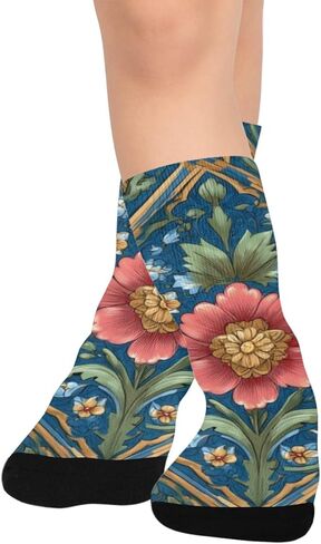 Floral Ornate Pattern Flower Hiking Socks - Toddler Boys & Girls Warm Thick Thermal Winter Crew Socks for School, Daily Wear & Outdoor Activities in Saudi Arabia