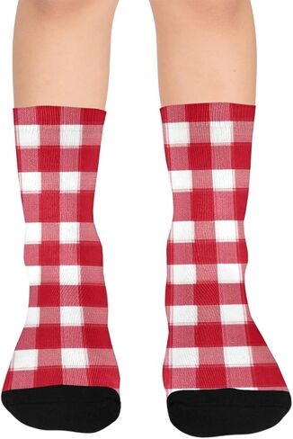 White Red Check Classical Hiking Socks - Toddler Boys & Girls Warm Thick Thermal Winter Crew Socks for School, Daily Wear & Outdoor Activities in Kuwait