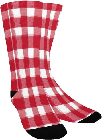White Red Check Classical Hiking Socks - Toddler Boys & Girls Warm Thick Thermal Winter Crew Socks for School, Daily Wear & Outdoor Activities in Kuwait