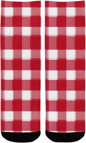 White Red Check Classical Hiking Socks - Toddler Boys & Girls Warm Thick Thermal Winter Crew Socks for School, Daily Wear & Outdoor Activities in Kuwait