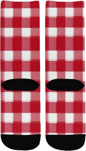 White Red Check Classical Hiking Socks - Toddler Boys & Girls Warm Thick Thermal Winter Crew Socks for School, Daily Wear & Outdoor Activities in Kuwait