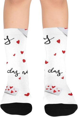 Valentine Letter Pattern Hiking Socks - Toddler Boys & Girls Warm Thick Thermal Winter Crew Socks for School, Daily Wear & Outdoor Activities in Saudi Arabia