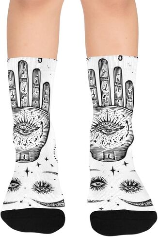 Celestial Mystic Art Black Hiking Socks - Toddler Boys & Girls Warm Thick Thermal Winter Crew Socks for School, Daily Wear & Outdoor Activities in Saudi Arabia