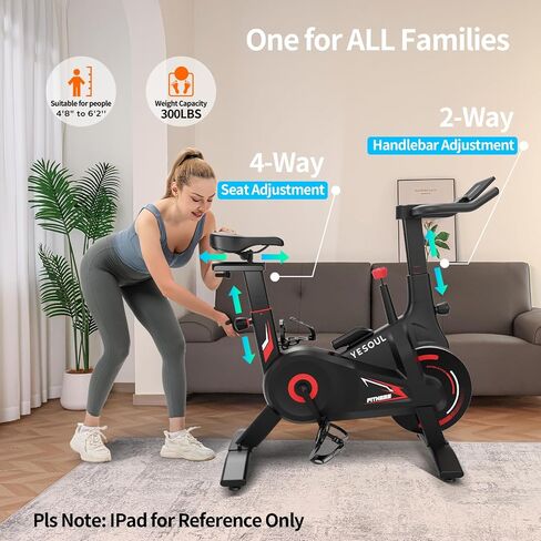 دراجة تمرين YESOUL للمنزل - دراجة ثابتة مقاومة مغناطيسية صامتة مع إطار مثلث ثابت، سعة 300 رطل، محرك ثنائي المرحلة وحذافة معدنية، تطبيق ذكي مع طرق ذات مناظر خلابة وفصول حية in Kuwait