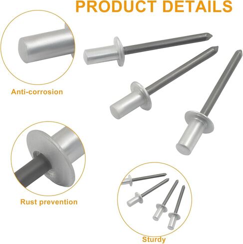 Litoexpe 120 Pcs 3/16" x 3/8" Closed End Aluminum Blind Rivets with Steel Mandrel, 4.8 x 10 12 16mm Pop Rivets in Saudi Arabia