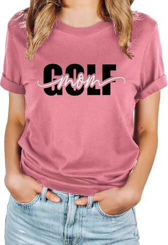Trendy Golf Mom Shirt for Women Girly Cute Script Golf Mom Supporter Tee in Saudi Arabia