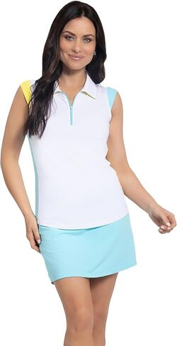 IBKUL Athleisure Wear Sun Protective UPF 50+ Icefil Cooling Color Block Print Sleeveless Polo - 14001 in Saudi Arabia