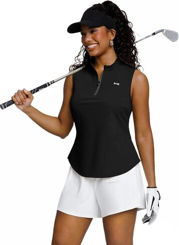 BRXL Women's Sleeveless Golf Shirts 1/4 Zip Tennis Polo Collared UPF Athletic Tank Tops Quick Dry Lightweight in Saudi Arabia